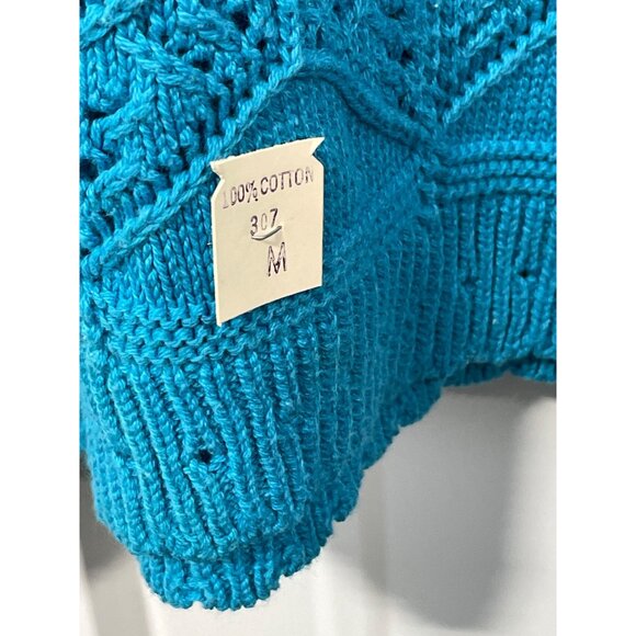 Vintage 90s College Point V Neck Sweater Size Medium Open Weave Deadstock NEW - Picture 4 of 8